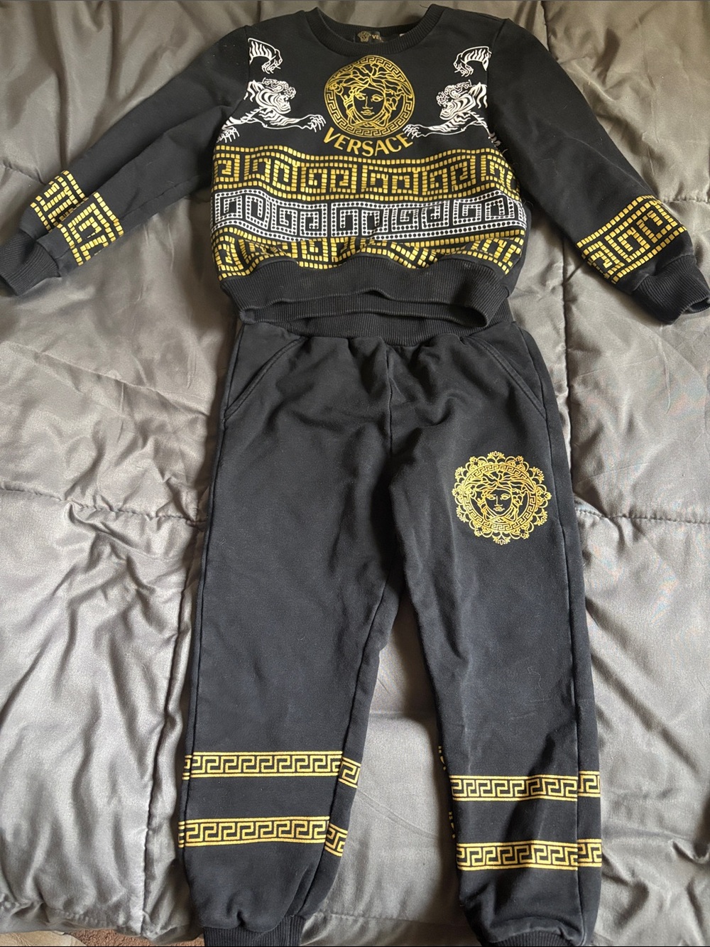 Versace Kids Black & Gold Medusa Jogger Sweatpants
